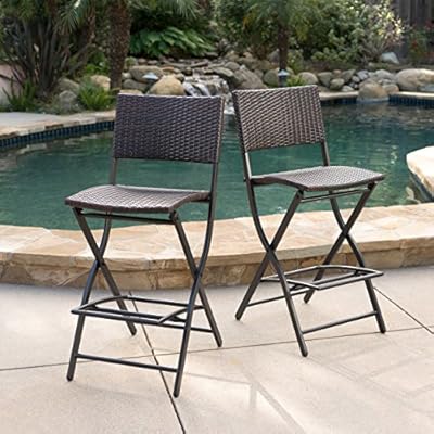 Christopher Knight Home Margarita Outdoor Wicker Barstools, 2-Pcs Set, Multibrown 61tMABMahvL
