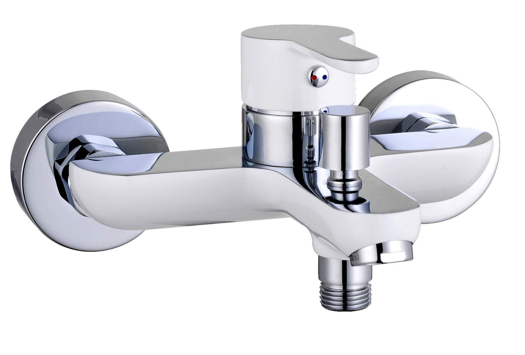 EISL DIZIANI Bath Mixer Tap Single Lever Mixer Tap with Diverter Between Bath Inlet and Shower Connection, Chrome/White