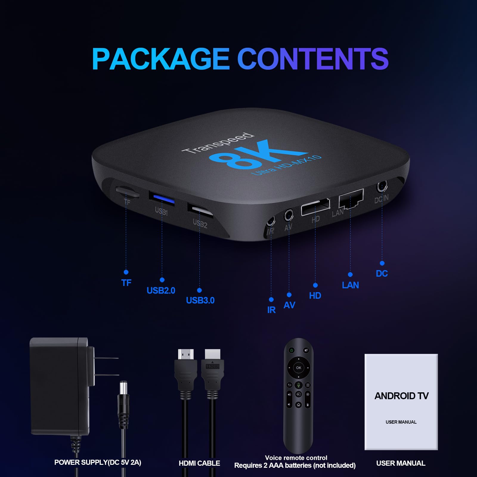 Android TV Box 13.0 4GB 64GB Support 8K 6K 2.4G 5.0G WiFi TV Box 2023 with RK3528 Chipset HDR10 VP9 BT5.0 USB 3.0&2.0 3D 100M Ethernet