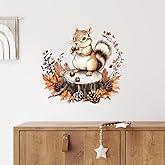 RoyoLam Squirrel Sitting On Tree Stump Wall Decals Removable Woodland Animal Vinyl Stickers for Nursery Kids Bedroom and Playroom Decor Peel and Stick Autumn Theme Wall Art