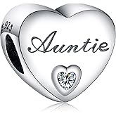 Doyafer 925 Sterling Silver Charms Auntie's 5A Zircon Heart-Shaped Charm Jewelry Fit Women's Bracelets Necklaces For Family