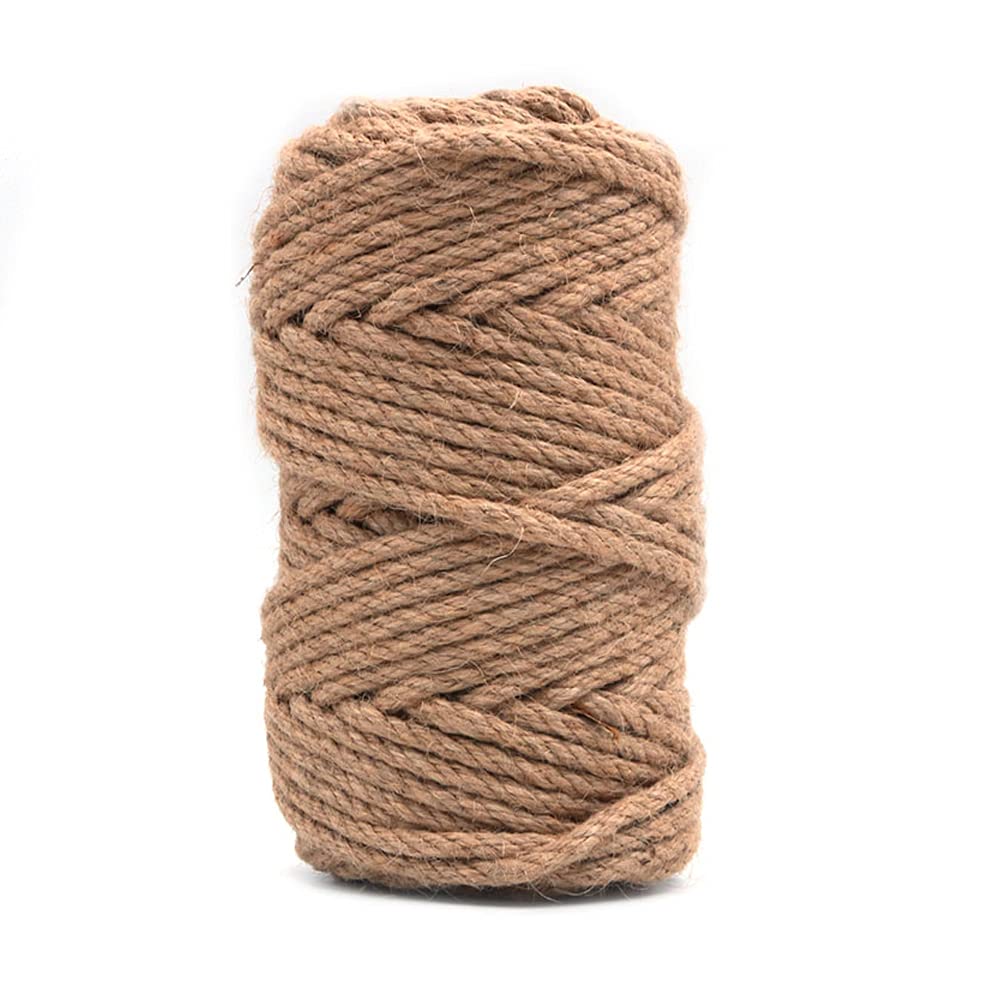 ANCLLO Strong Natural Jute Twine 6mm Thick 50 Meters Long Jute String Rope Roll for Garden Arts Crafts Home Decor Packaging