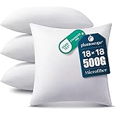 Phantoscope Pillow Inserts, Hypoallergenic 100% Virgin Fiber Square Form Microfiber Throw Pillow Inserts, Couch Bed Pillows 45x45 cm, 18x18 Inch (Pack of 4)