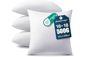 Phantoscope Pillow Inserts, Hypoallergenic 100% Virgin Fiber Square Form Microfiber Throw Pillow Inserts, Couch Bed Pillows 45x45 cm, 18x18 Inch (Pack of 4)