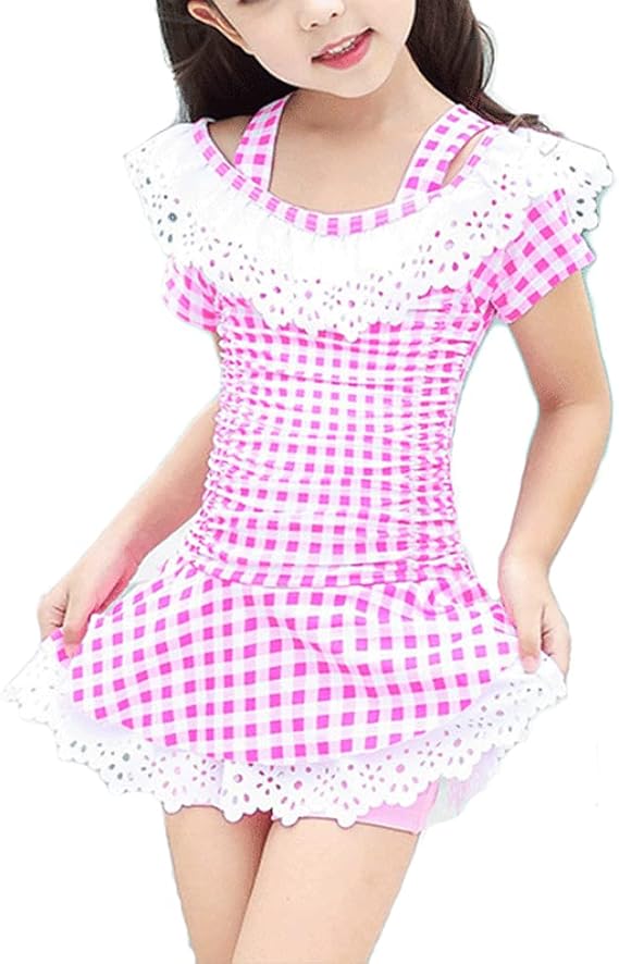 Amazon キッズ 水着 女の子 ワンピース 子供 水着 ベビー水着 女の子 ガールズ みずぎ 子ども用 水着 スイムウェア 女児 キッズ みずぎ 水着 レース フリル チェック柄 ピンク ブルー グリーン 夏 100cm 110cm 1cm 130cm 水着