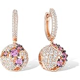 Santuzza 925 Sterling Silver Ball Earrings Cubic Zirconia Drop Earrings Fine Jewelry for Women