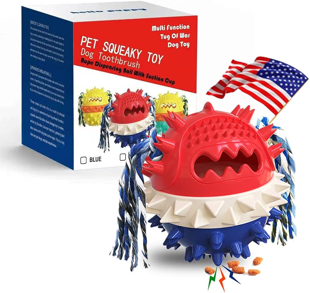 Dog Toys for Aggressive Chewers Large Dogs,Indestructible Interactive Dog Toys,Dog Toothbrush/Squeaky Dog Toys/Food Dispenser/Bouncing Dog Ball with Rope for Small Medium Dog,Dog Puzzle Toy(Blue)