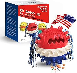 Dog Toys for Aggressive Chewers Large Dogs,Indestructible Interactive Dog Toys,Dog Toothbrush/Squeaky Dog Toys/Food Dispenser/Bouncing Dog Ball with Rope for Small Medium Dog,Dog Puzzle Toy(Blue)