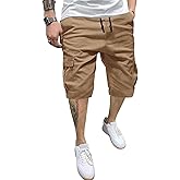 Dokotoo Men Mens Cargo Shorts Casual Waist Elastic Drawstring Outdoor Golf Shorts with 6 Pockets