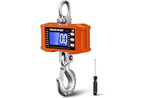 Ofeace Digital Crane Scale 2200lb/1000Kg Digital Hanging Scale with LCD Screen, Crane Scale Industrial Heavy Duty with Unit Change, High Precision Crane Scale for Market, Farm, Construction, Factory