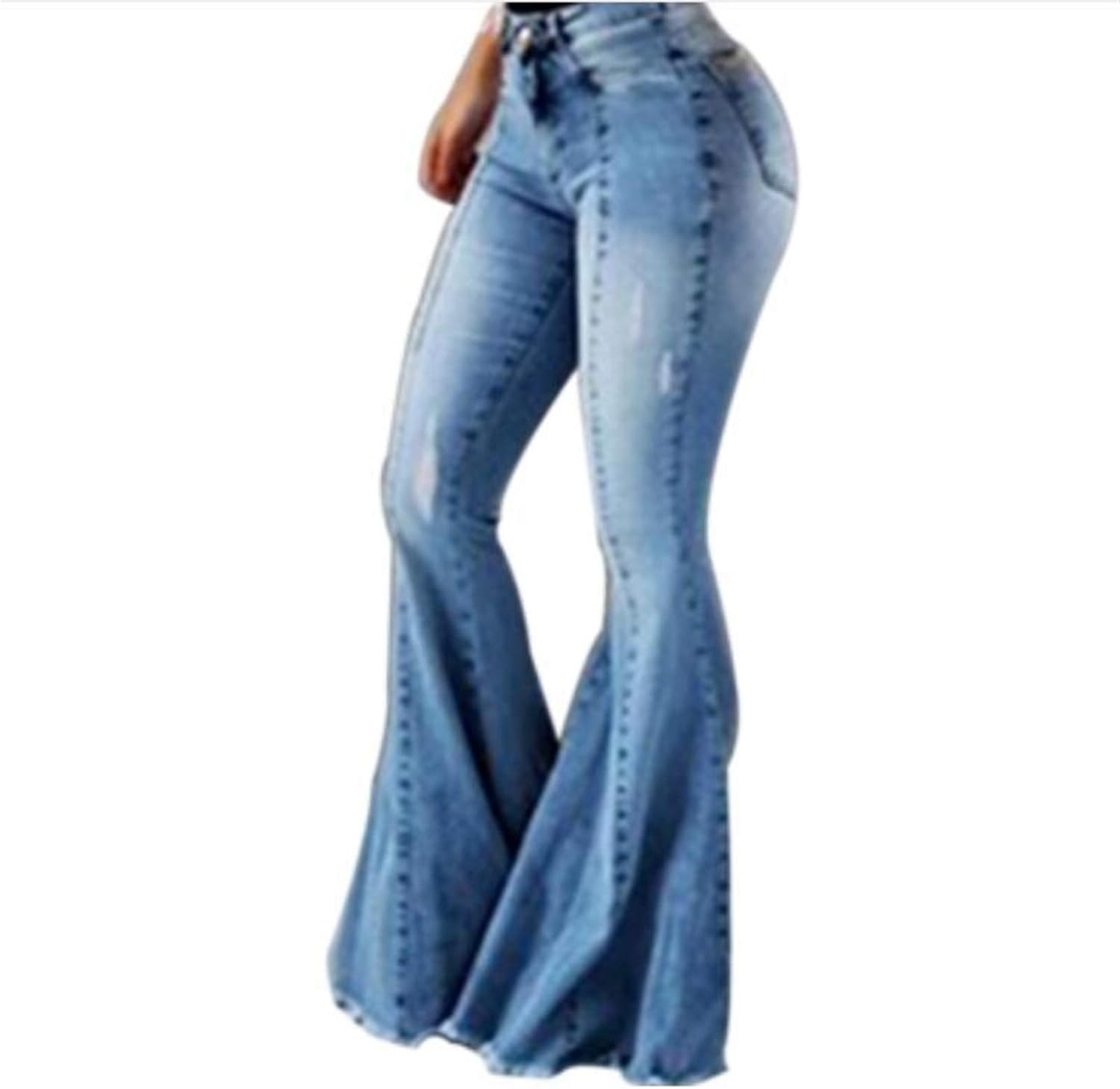 XIANGL Ladies Jeans Female BellBottoms Pants Women Retro Bell Bottom