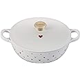 Le Creuset L'Amour Enameled Cast Iron Soup Pot, 2.75 Quarts, White with Heart Applique & Light Gold Knob