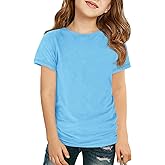 Haloumoning Girls Short Sleeve T Shirts Kids Summer Casual Crewneck Tops Tees 5-14 Years