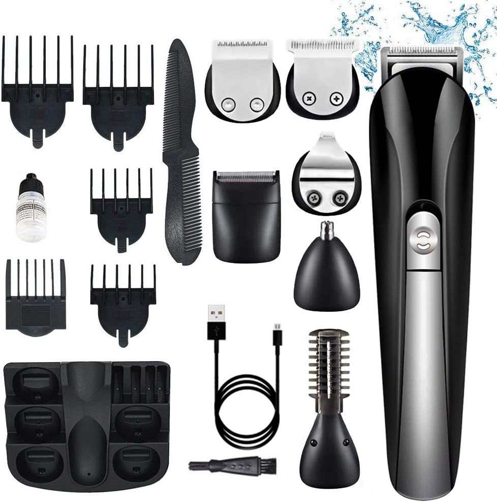 Hair Grooming kit Professional Men's Beard Trimmer Hair Clippers 11 in 1 Multifunctional IPX67 Waterproof Face and Body Hair Trimmer USB Rechargeable Electric Hair Shaver Machine with 16 Attachments