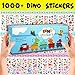 1000+ Bulk Dinosaur Stickers for Kids Boys Girls Toddlers Teens，Teacher Boy Reward Stickers Prizes，Dinosaur Themed Birthday Party Favors Supplies, Dinosaur Favor Bags Hats Goody Gift Bags Boxes