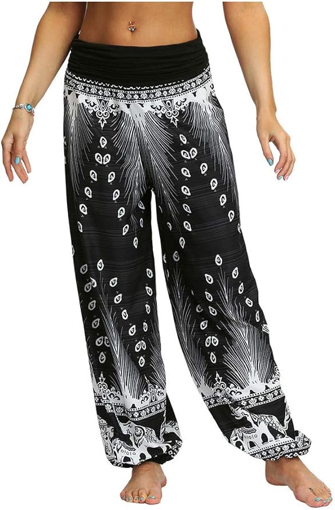 WCJML Women's Hippy Pants,Baggy Bohemian Patterned Women Yoga Trouser
