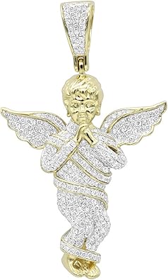 Mens 10K Rose, White or Yellow Gold Diamond Baby Angel Pendant 1.3ctw by Luxurman