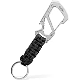 KeyUnity KC00 Paracord Keychain Carabiner Clip Multitool for Outdoor Carry | 550 Parachute Cord Design, Lightweight Utility Gear, Backpack Accessory, Everyday Carry