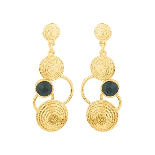 Green N Gold Circles Geomatrix Earrings Jewellery For Women