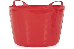 Tuff Stuff Products F16-RD 16 Gallons Outdoor Carry Flex Tub Storage Bin Container Tote Tubs Bucket with Carrying Handles, Red