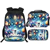 nanen School Backpack Set for Girls Boys 3-in-1 Kids Teens Elementary Middle School Bookbag with Lunch Bag Pencil Case