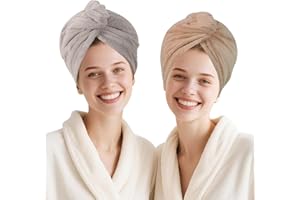 AGKXHDEC 2 Packs Single Layer Microfiber Hair Turbans - Drying Wrap for Women (Gray,Brown)