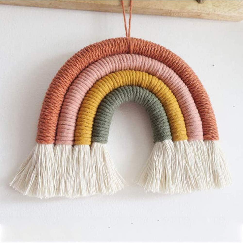 Rainbow Wall Hanging, Macrame Woven Rainbow, Rainbow Wall Decor, Baby Room Decor, Nursery Gift (Greyish-Green,7x7x0.78in): Everything Else