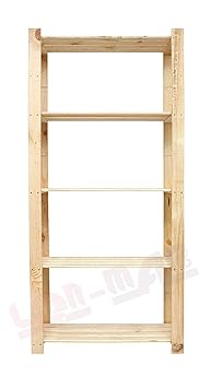 Len Mar.de HOLZREGAL B-27 5 BÖDEN BÜCHERREGAL MASSIVHOLZREGAL KELLERREGAL BÜROREGAL 170x60x40 cm