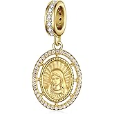 Tajuxa Virgin Mary Charm 925 Sterling Silver Christian Charms Religious Jewelry Gifts for Women