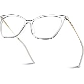 VISOONE Oversized Cat Eye Blue Light Blocking Glasses for Women Large Cute Lightweight Eyeglasses Metal Frame Calina