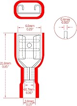 Heschen Red 6.3x0.8mm Vinyl Female Quick Disconnect Terminals 22-16 AWG 100 Pack view 2
