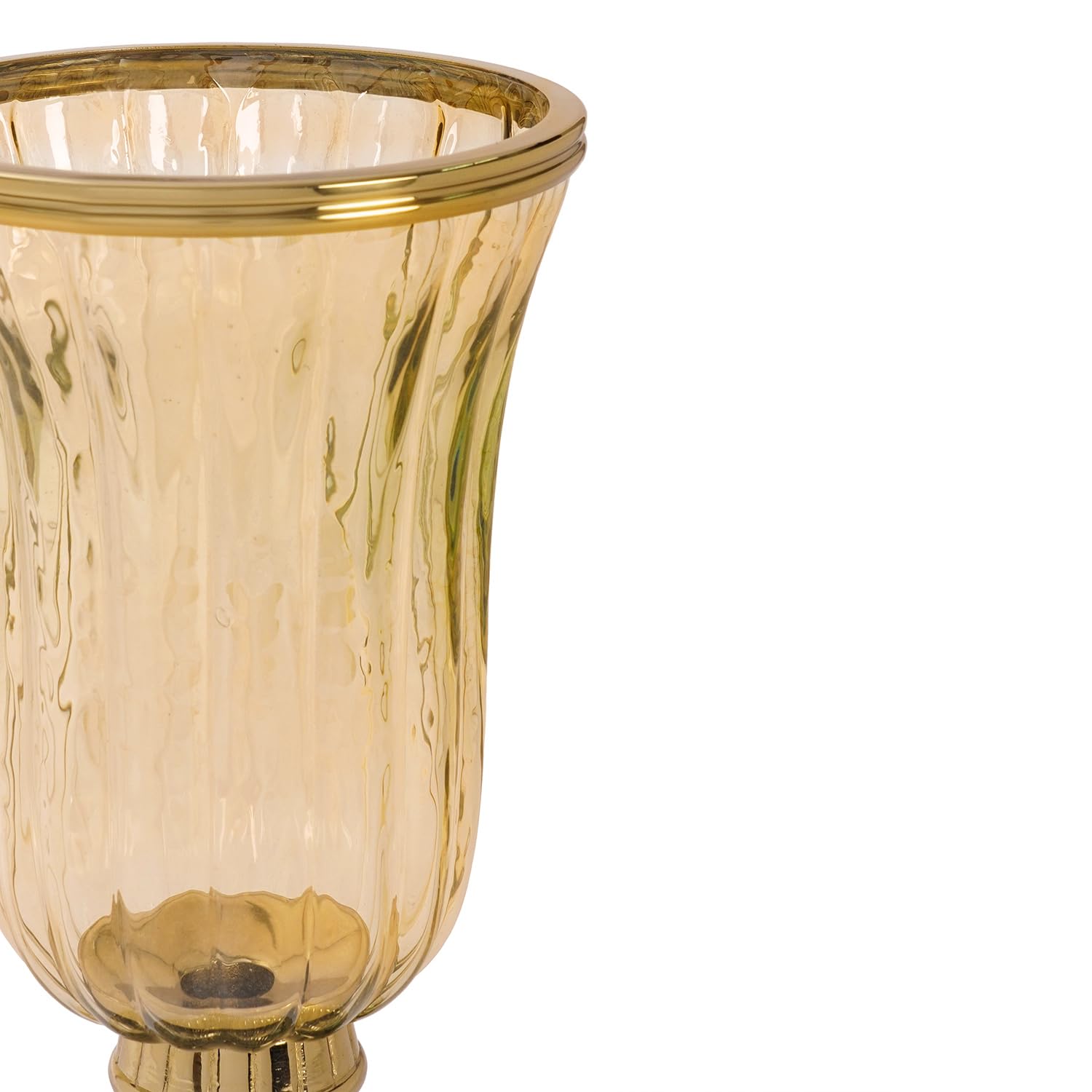 Pure Home + Living Gold Ribbed Hurricane with Short Stand - Large 4