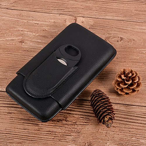 Volenx Cigar Case，3-finger Cigar Travel Case with Cigar Cutter - Thumbnail 2