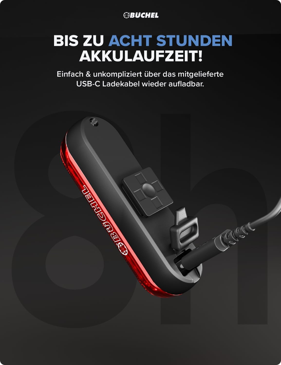 Büchel Fahrrad Rücklicht LED I Aufladbar I StVZO zugelassen I Rücklicht Fahrrad, Rücklicht Ebike, Fahrradlicht hinten, Fahrrad rücklicht led 6