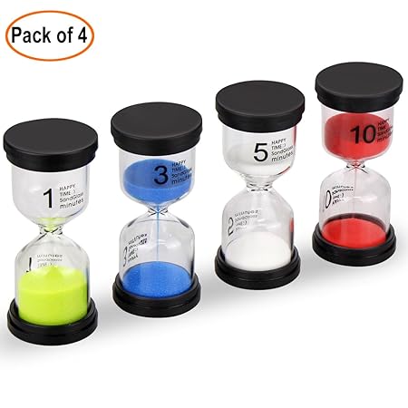 Sanduhr von Comsmart, 4 Farben, Sanduhr, Stundenglas, Timer, 1 Min/3 Minuten/5 Minuten/10 Minuten für Klassenzimmer, Spielzim