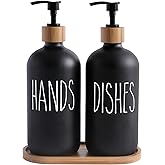 MOMEEMO Black Soap Dispenser Set, Contains Hand and Dish Soap Dispenser, Suitable for Kitchen Decor. (Black)