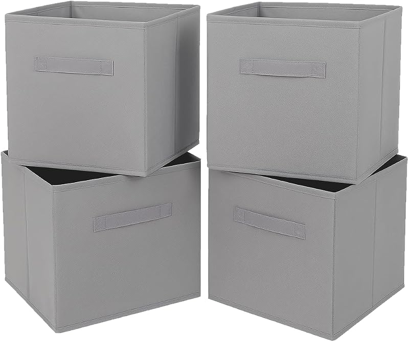 Clay Roberts Storage Cubes Grey Pack of 4 Fabric Boxes 25cm x 25cm x 25cm