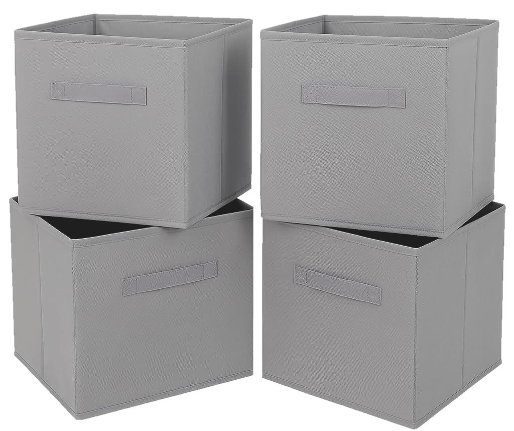 Clay Roberts Storage Cubes, Storage Boxes, Pack of 4, Grey, Fabric Basket Set for Storage Units, 25cm x 25cm x 25cm, Grey Baskets, Boxes, Box, Unit Cubes