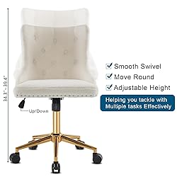VINGLI White Teddy Fleece Armless Office Desk Chair