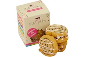 SHUBH KITCHEN - GOURMET CAKES AND TREATS Cinnamon Roll Sugar Cookies- Gourmet Indian Cookies, 100% Egg-Free & Vegetarian, Handmade with Real Butter & Cinnamon, No Preservatives, 5 oz Pack