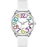 Bisley Watch for Women Big Face Colorful Arabic Numeral Easy to Read Soft Silicone Strap Watch