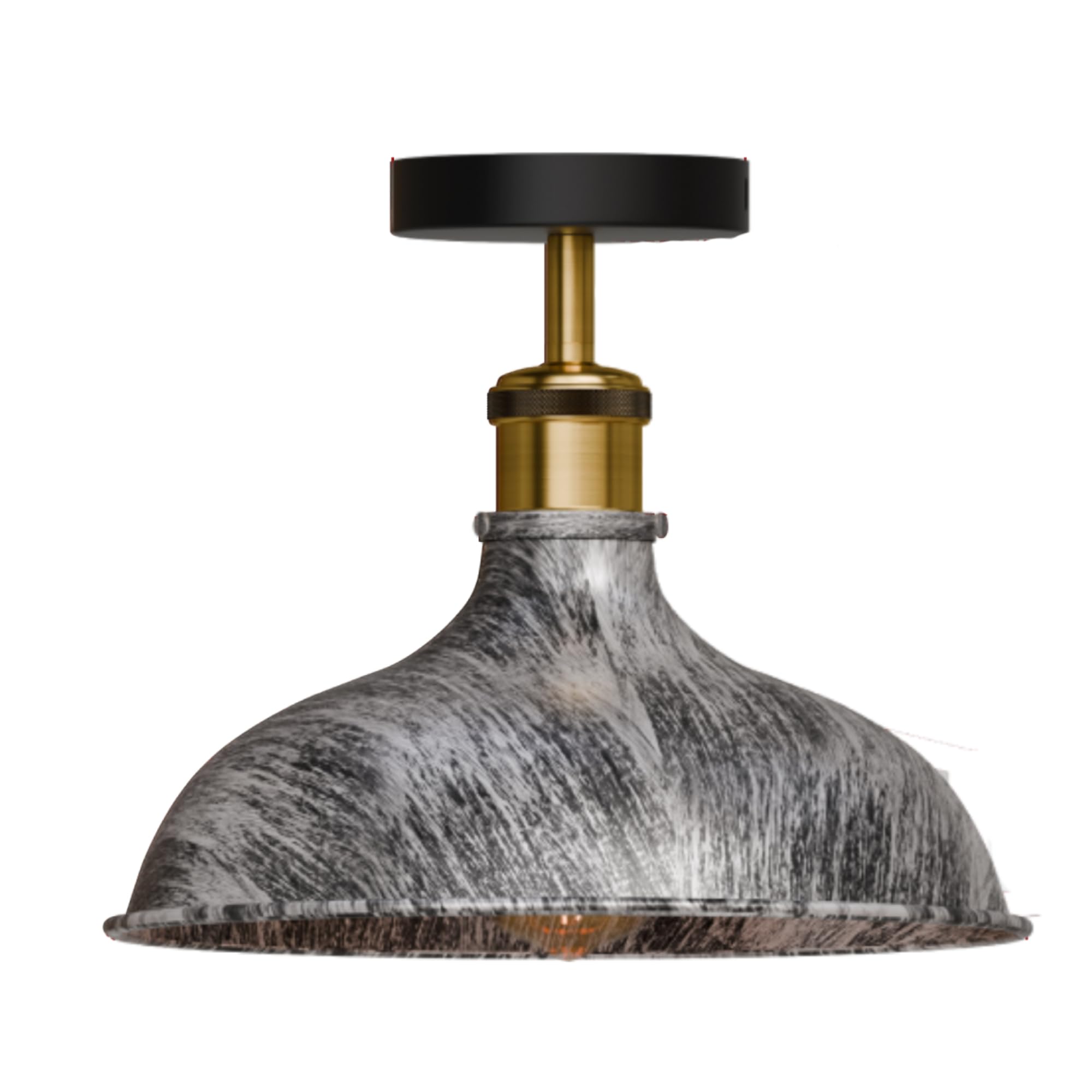 LEDSONE Modern Flush Mount Ceiling Lighting LED Lights Island Rustic Semi Flush Light Fitting Pendant Light Lamp Chandelier Metal 36cm Light Shade for Hall, Living Room, Lounge M, Brushed Silver