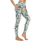 Mqtzyiwx Women's High Waist Tummy Control Yoga Pants with Pockets Workout Leggings