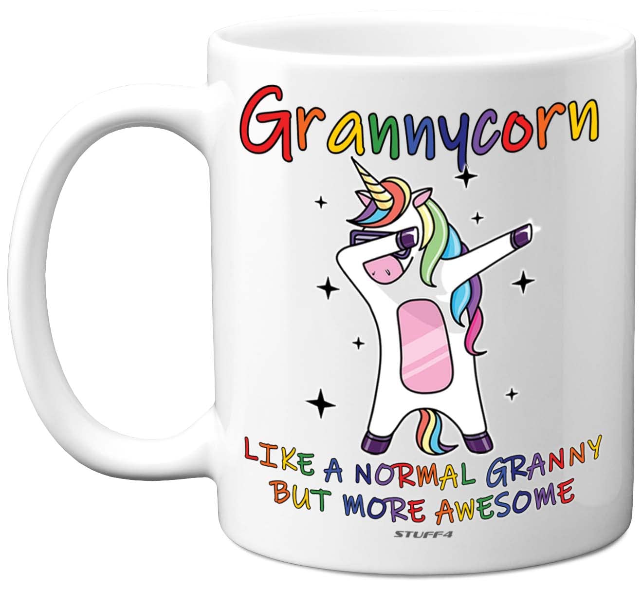 Stuff4 Granny Birthday Gifts - Grannycorn - Best Granny Mugs, Happy Birthday Mug, Special Christmas Gran Gifts from Grandchildren, Funny Xmas Tea Coffee Cup Cups, 11oz Ceramic Dishwasher Safe Mugs