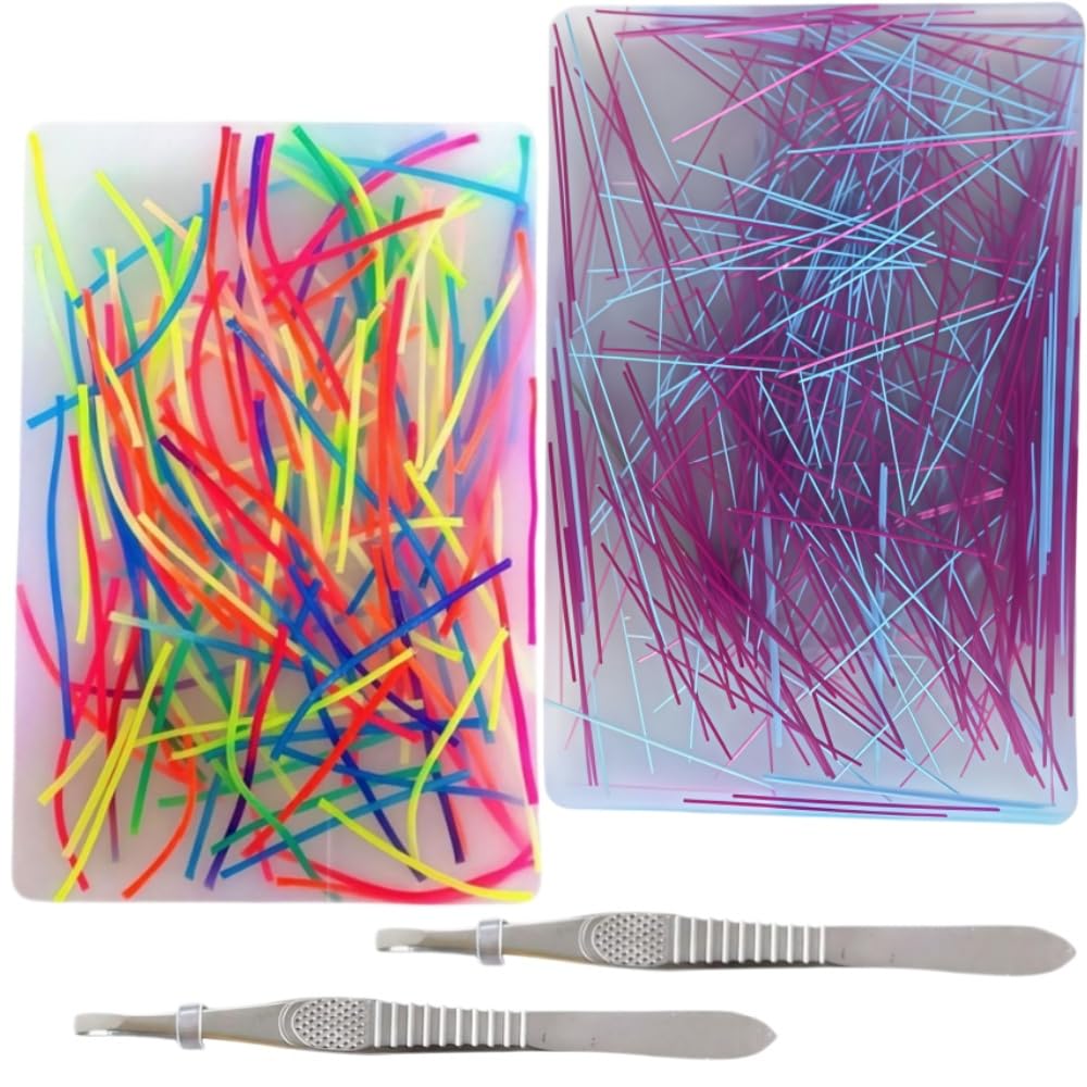 2Pcs Picky Pad Skin Picking Fidget Toys with Beads &Tweezer Silicone Sensory Toys Hair Picking Fidget for Release Anxiety Stress Relief for Trichotillomania Portable Fidget Pad for Travel (J)