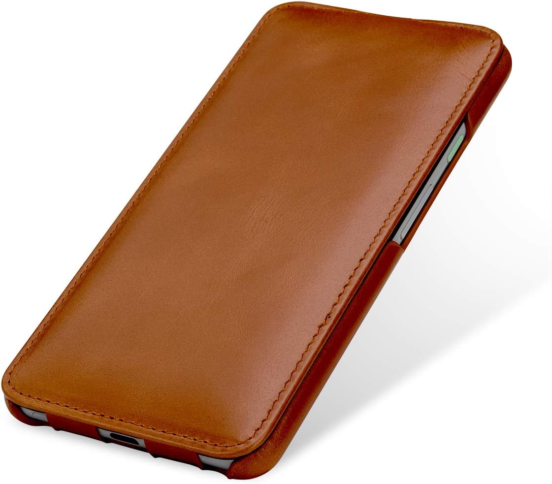 StilGut Slim Vertical Flip Case for Pixel 3 XL, Genuine Leather Google Pixel 3 XL Case, Cognac Brown - Image 4