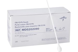Medline OB/GYN Non-Sterile Swabs with Rayon Tip, Plastic Shaft, 8", Ideal for Medical Examinations, Box of 100