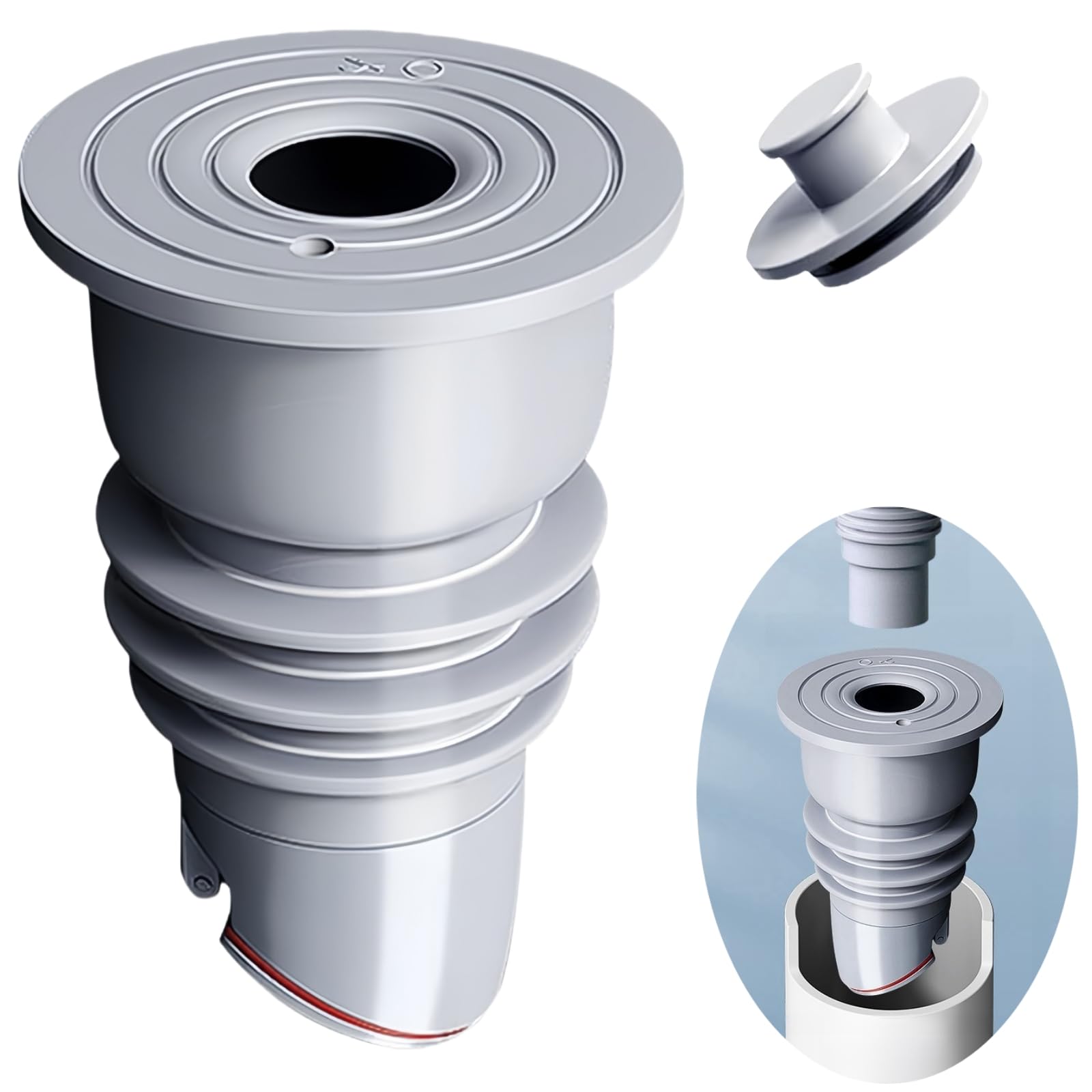 Washing Machine Drain Hose Seal, Sewer Plug Floor Drain Plug Silicone Drain Pipe Sealer Pipe Seal Ring Sealing Cover Drain Pipe Seal for Kitchen Bathroom Washing Machine (S,35-40mm)