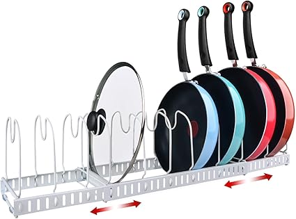 X Cosrack Topfe Regal 10 Teiler Topfdeckelhalter Pfannenhalter Pfannenregal Topfdeckelhalter Platzsparender Stander Pfannendeckel Pfannen Organizer Aus Metall Fur Kochtopfe Topfdeckel Weiss Amazon De Kuche Haushalt