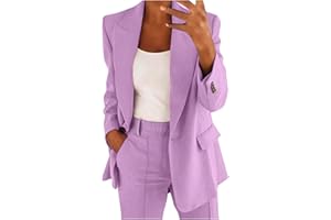 Blazer Suit Set for Women Plus Size 2 Piece Business Outfits Casual Lapel Blazer Jackets Long Pants with Pockets